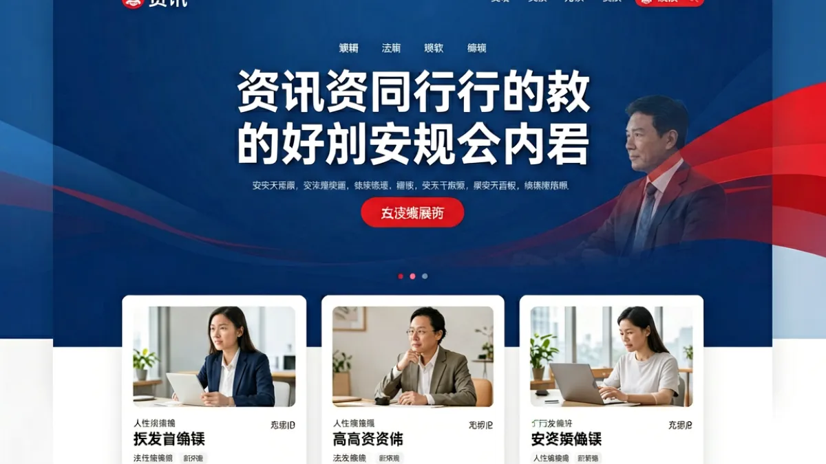 吉泽明步综合资讯门户首页封面，展现多栏目内容聚合的版面设计，背景为深蓝渐变色调